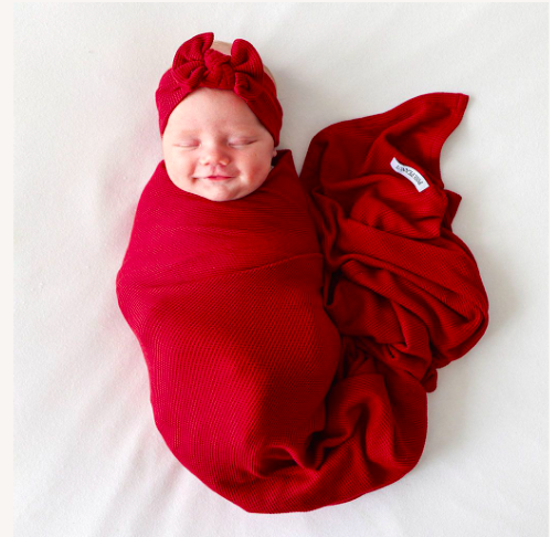 Maroon Waffle - Swaddle and Headwrap Set