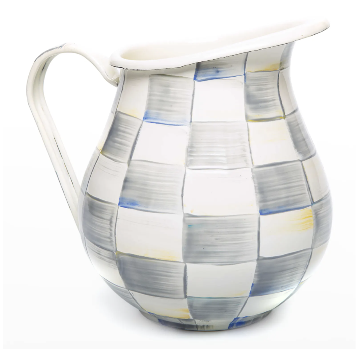 Sterling Check Enamel Pitcher