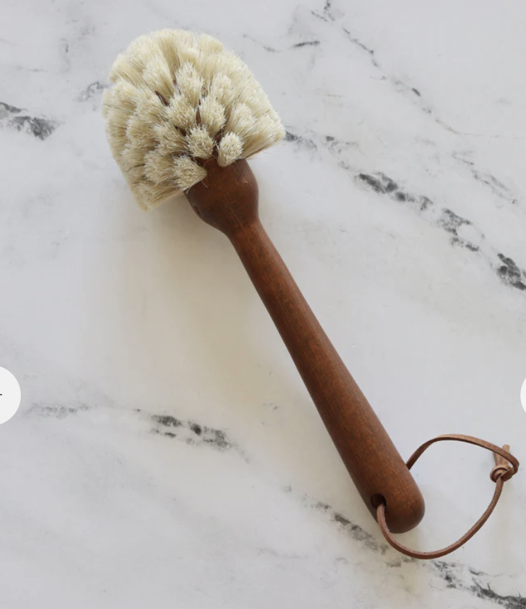Beech Wood Dish Brush with Leather Tie #DF4816