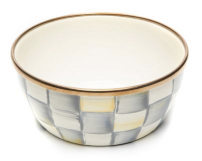 Sterling Check Enamel Pinch Bowl