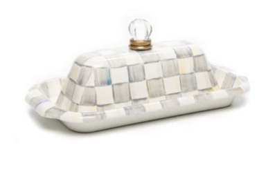 Sterling Check Enamel Butter Box