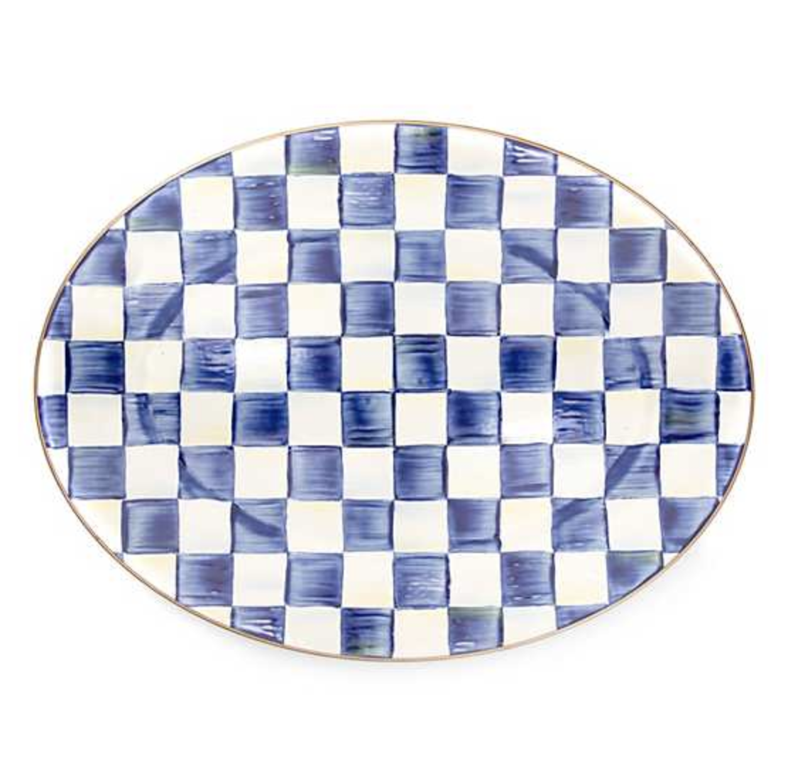 Royal Check Enamel Oval Platter - Medium