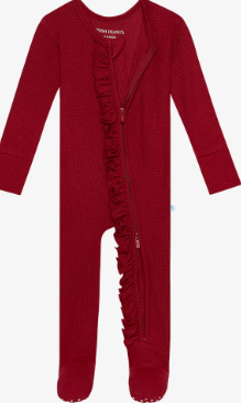 Maroon Waffle- Footie Ruffled