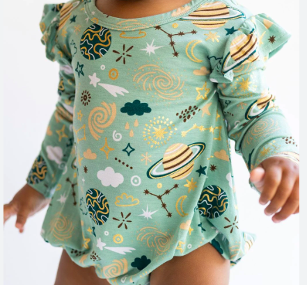 To The Stars-Long Sleeve Ruffled Romper