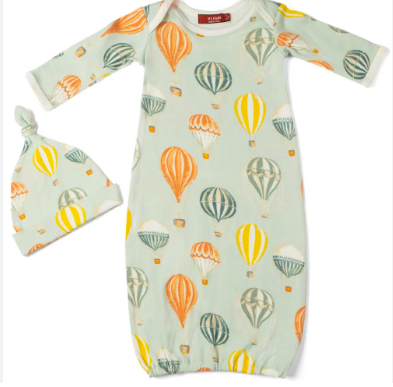 Vintage Balloons - NB Gown &amp; Hat Set