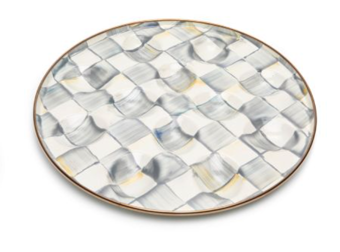 Sterling Check Enamel Egg Plate