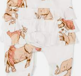 Tutu Elephant - Ruffle Zip Footie Romper