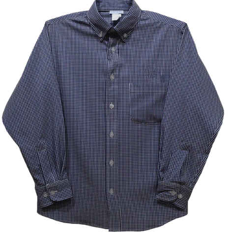 Navy Gingham LS Button Down Shirt