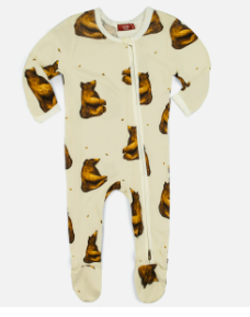 Honey Bear - Zipper Footed Romper