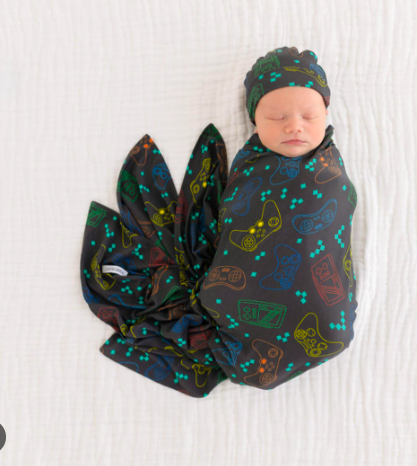 Posh Player One - Infant Swaddle &amp; Beanie Set