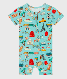 Around the World - Short Sleeve Zippered Shorties