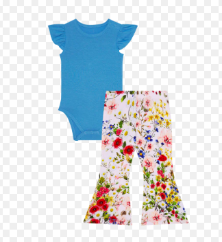 Barbara - Ruffled Capslv Bodysuit &amp; Bell Bottom