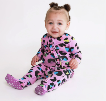 Electric Leopard - Footie Ruffled Zip One Piece