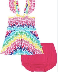 Rainbow Butterfly - SmockFlutt Babydoll &amp; bloomer