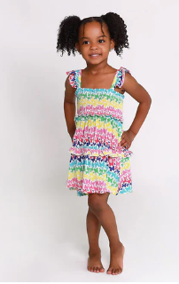 Rainbow Butterfly - SmockFlutter Slv Babydoll dres