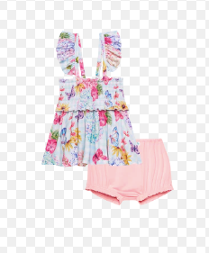 Nicolette - Smocked Flutter Sl Babydoll &amp; Bloomer 
