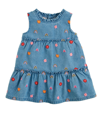 Rainbow Flowers EMB Dress