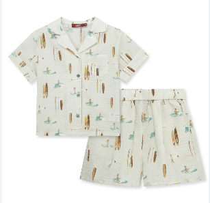 Button-Up Two Piece Set Vintage Surf