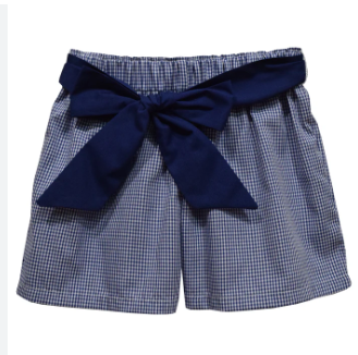 Navy Gingham Shorts w/ Sash