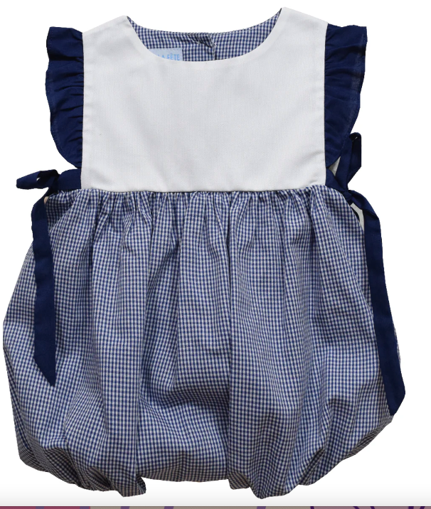 Navy Gingham Girls Bubble