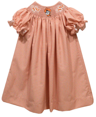 OSU Smocked Gingham SS Bishop