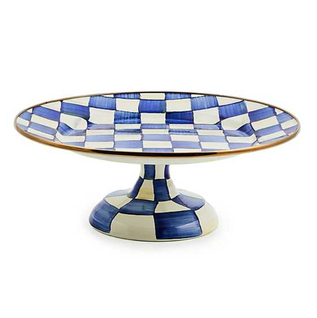 Royal Check Pedestal Platter - Small