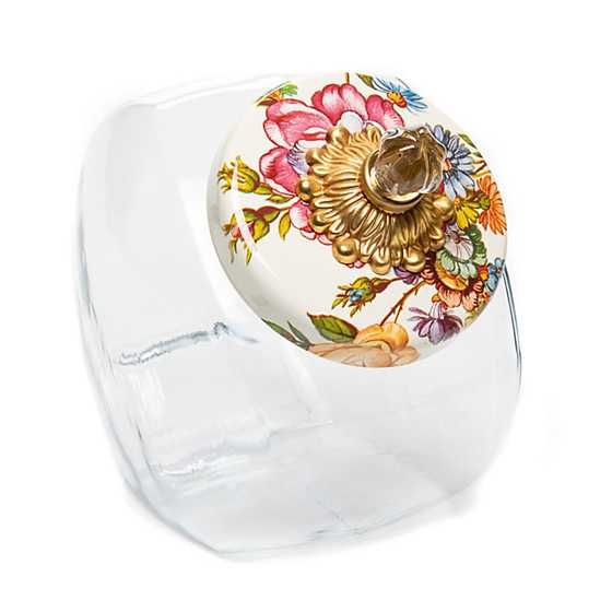 Sweet Jar with Flower Market Enamel Lid - White