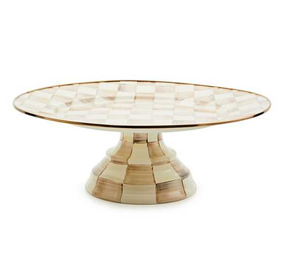 Mocha Check Small Pedestal Platter