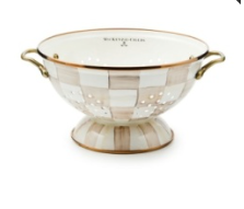 Mocha Check Large Colander