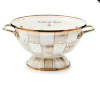 Mocha Check Small Colander