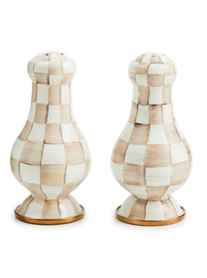 Mocha Check Large Salt &amp; Pepper Shakers