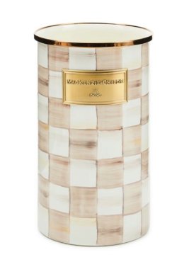 Mocha Check Utensil Holder