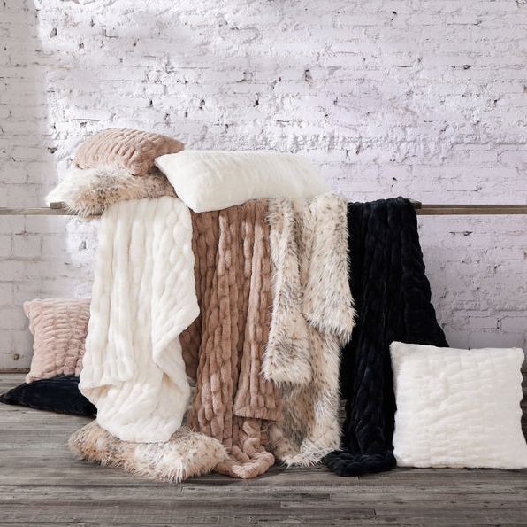 Ruched Rabbit Double-Sided Throw 50&quot;x80&quot;