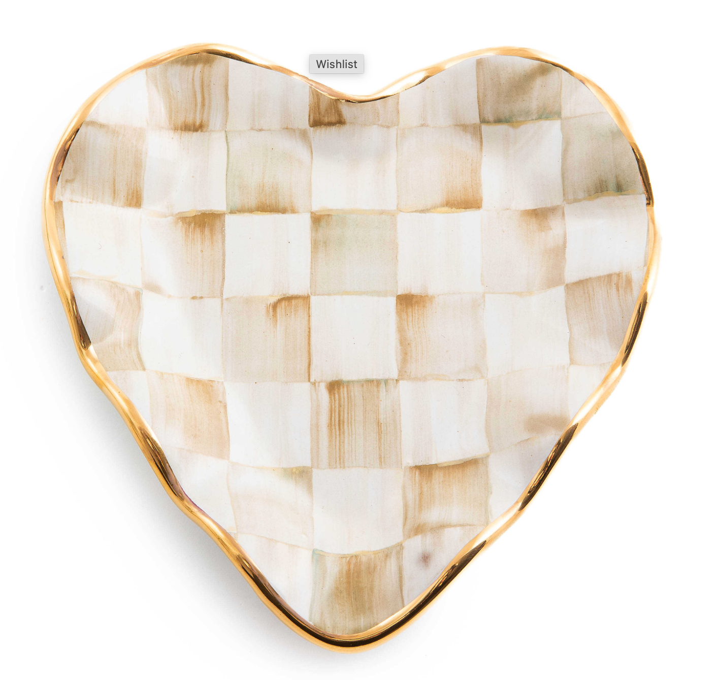 Parchment Check Fluted Heart Plate