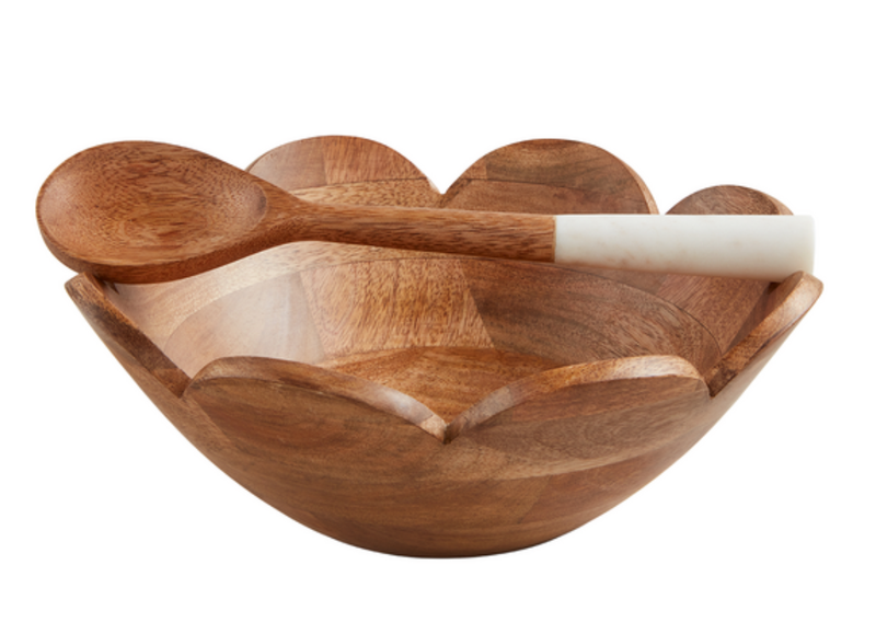 Wood Scallop Bowl w/ Server #46000333