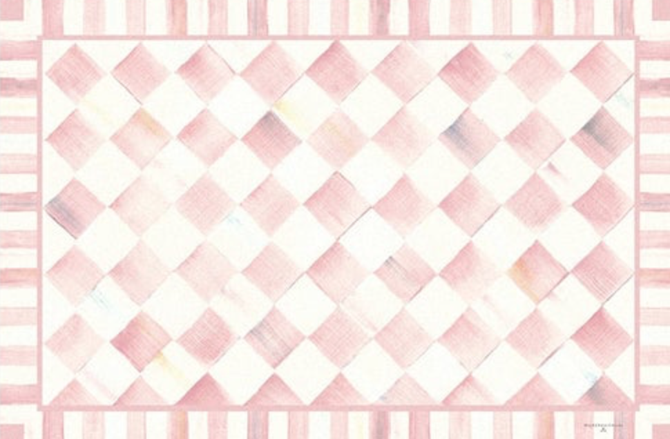 Rosy Check Floor Mat