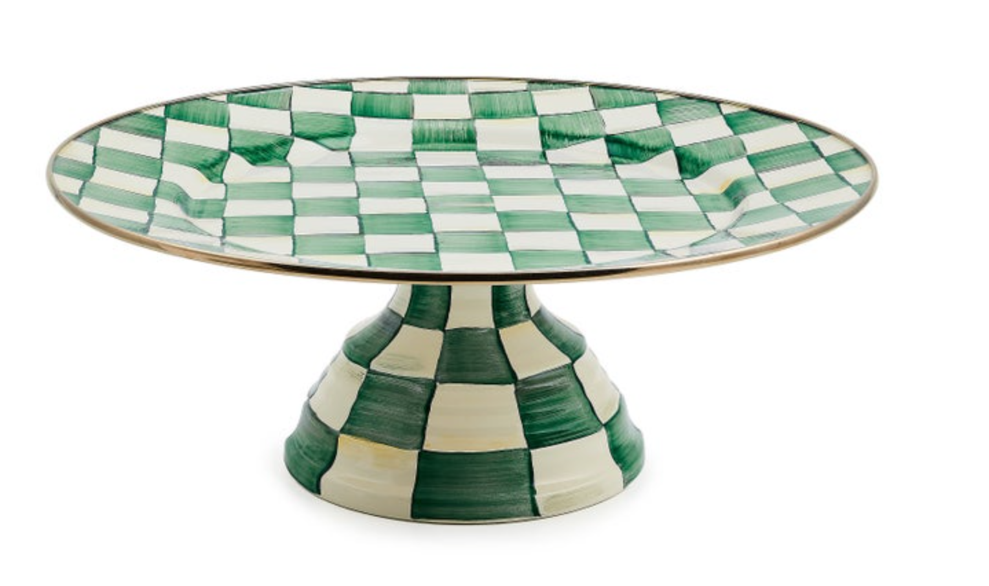 Emerald Check Large Pedestal Platter