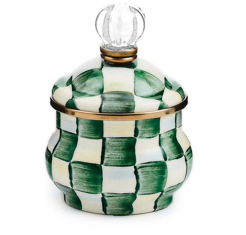 Emerald Check Lidded Sugar Bowl