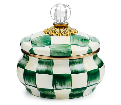Emerald Check Squashed Pot