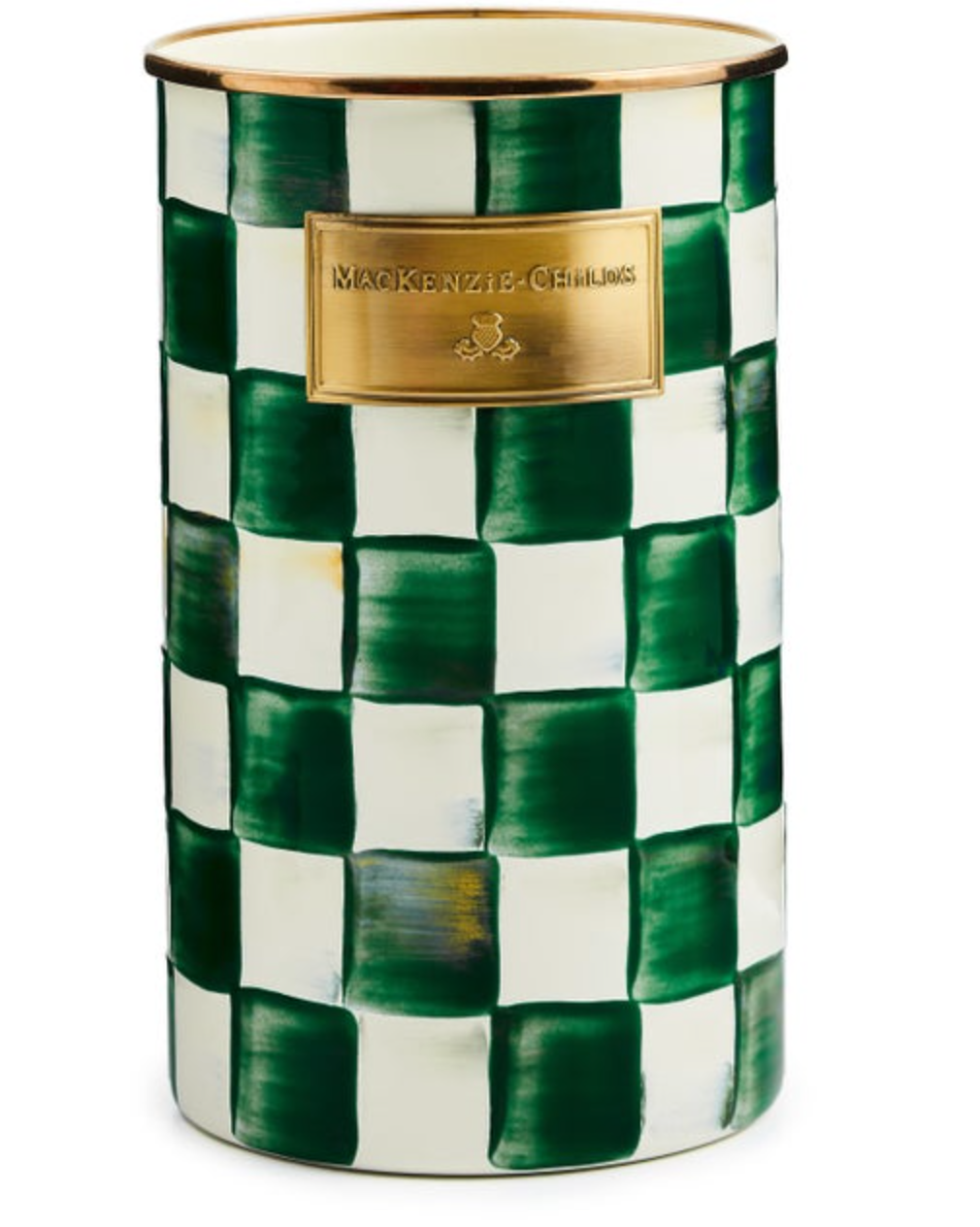 Emerald Check Utensil Holder