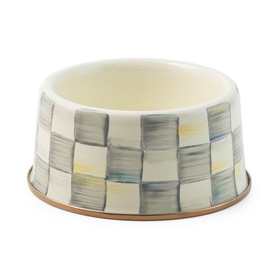 Sterling Check Enamel Pet Dish - Medium