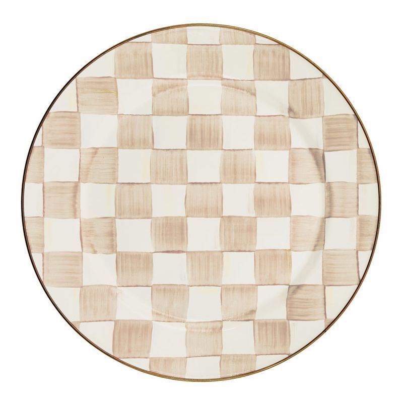 Mocha Check Charger Plate