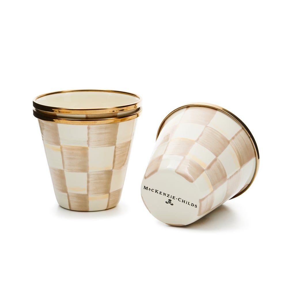 Mocha Check Herb Pots - Set of 3