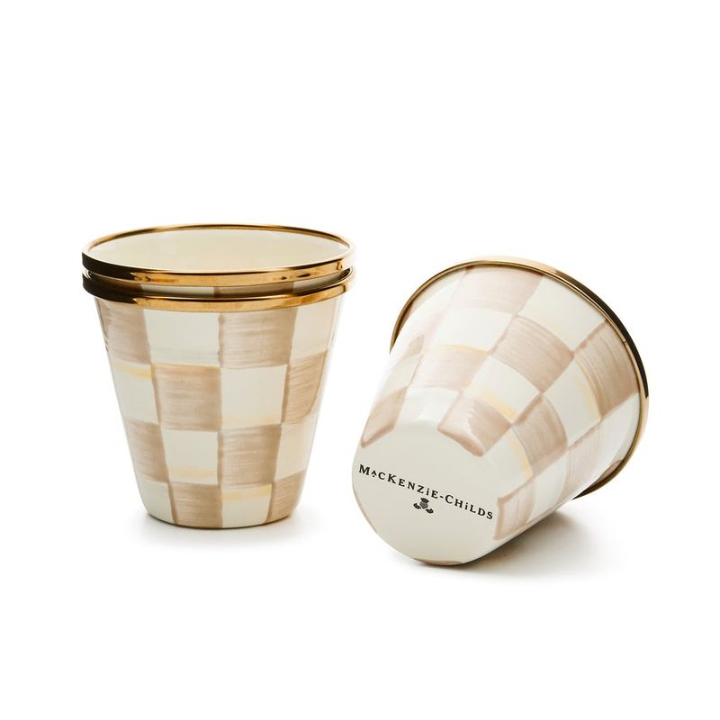 Mocha Check Herb Pots - Set of 3