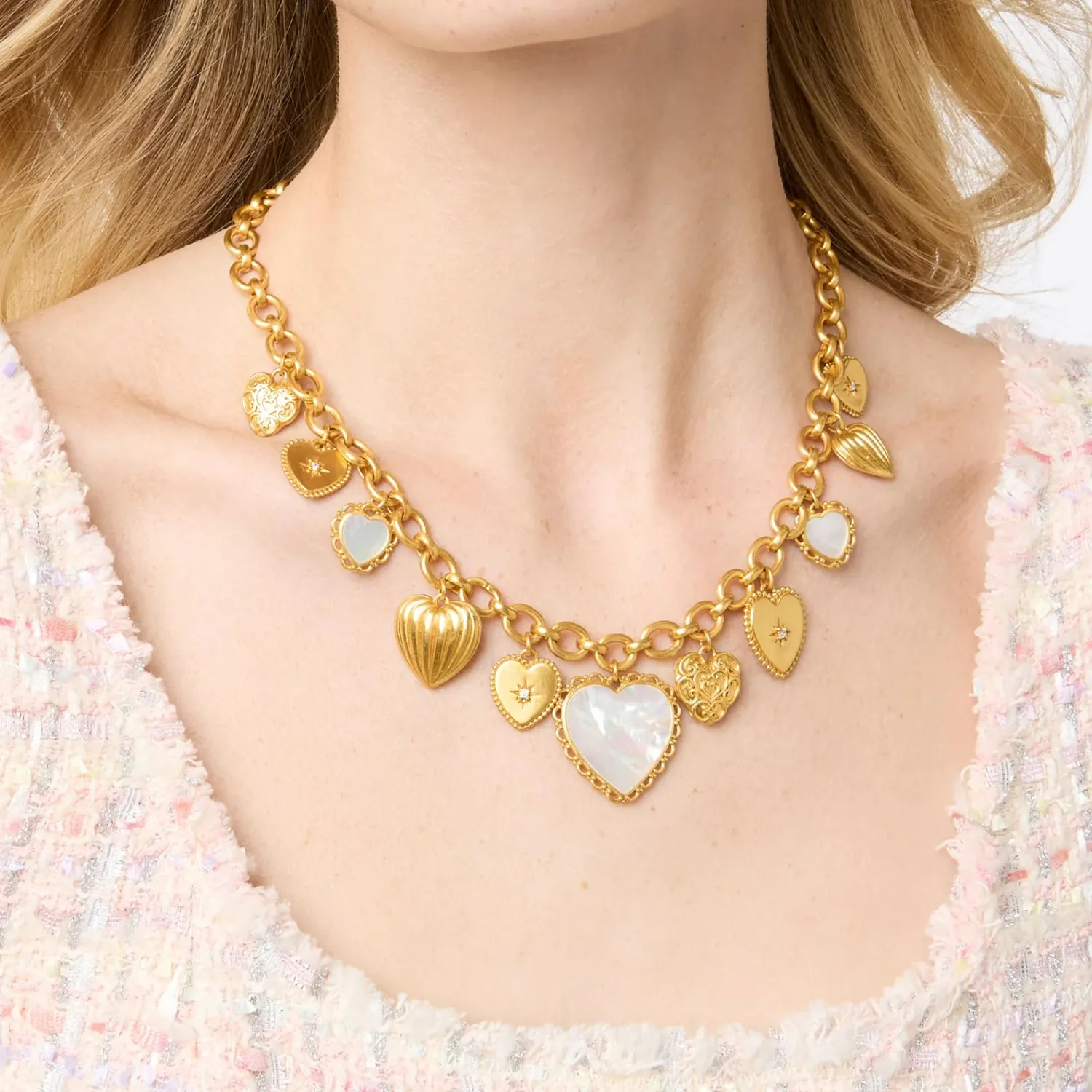 Heart Charm Necklace - Mother of Pearl