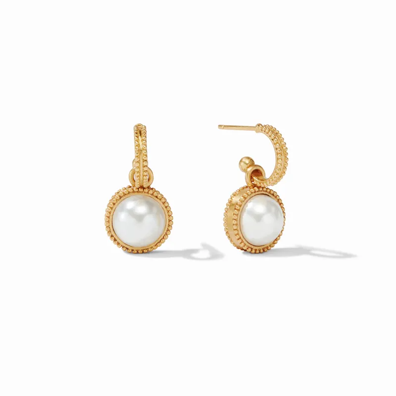 Fleur-de-Lis Hoop &amp; Charm Earring Gold 