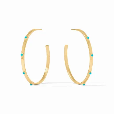 Crescent Stone Hoop - Turquoise