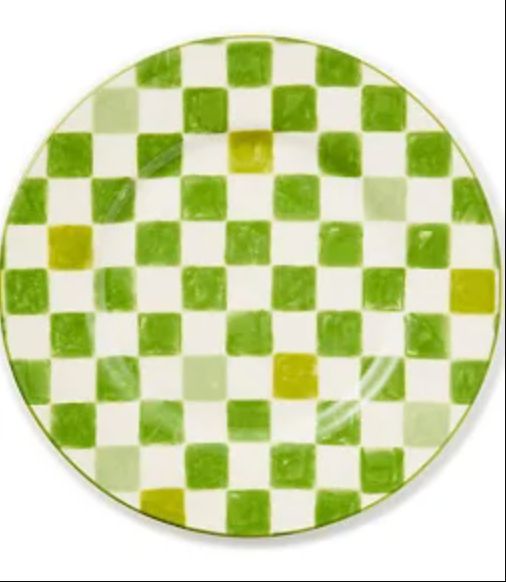Green Check Dinner Plate