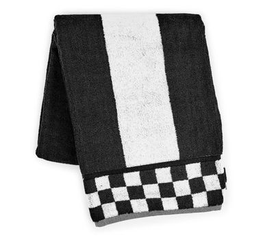 Black Check Bath Towel