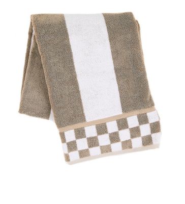 Mocha Check Bath Towel